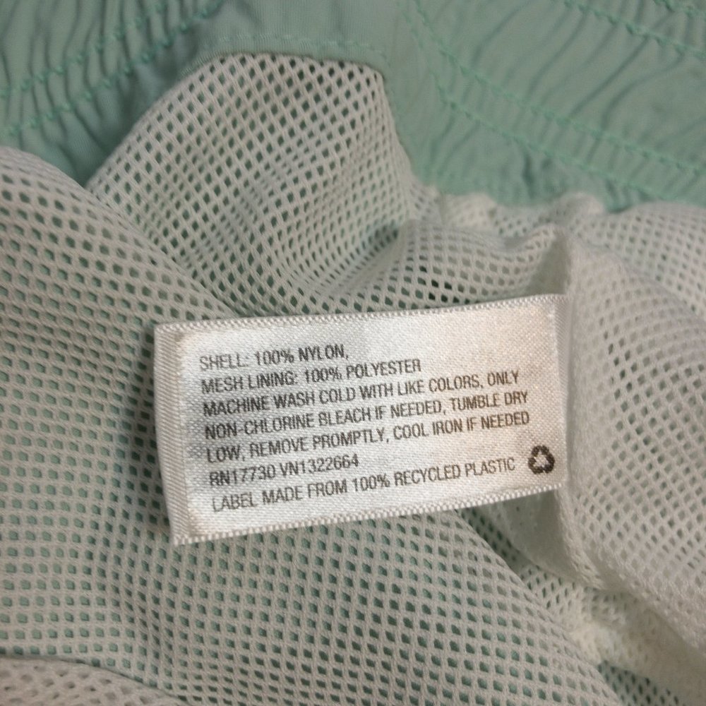 6" Solid Pale Mint Green Nylon Swim Trunks XL - Picture 6 of 7